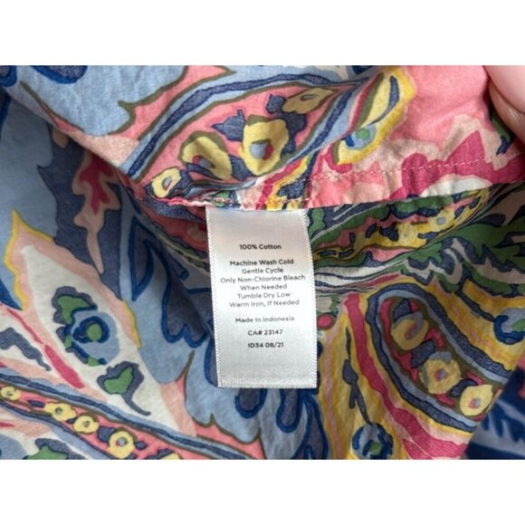 Talbots Pink Blue Paisley Print Button-up Blouse Top, Size Small, Color-block - Picture 7 of 8